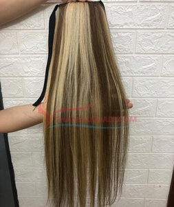 Thanh fournisseur Remy vierge 100% cheveux humains droite queue de cheval cuticule alignée Machine Double trame toutes les couleurs Extension de cheveux - Product Image 4