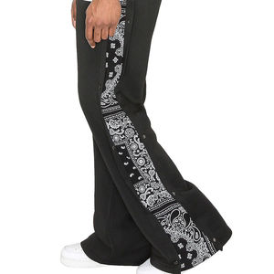 Men's Casual Heavyweight Flared Leg Sweatpants Mid Waist 100% Cotton Fleece Breathable Windproof Quick Dry <b>Cheap</b> Price - Product Image 5