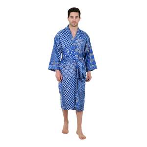 Peignoir Kimono Léger 100% Coton pour Homme avec Poches, Long et Confortable pour Spa, Resort, Plage, Taille Unique - Product Image 2