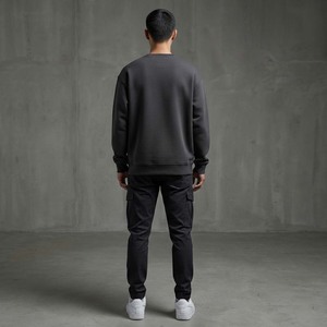 เสื้อสเวตเชิ้ตคอกลมปักโลโก้ 3 มิติ แบบหนาพิเศษ สไตล์สตรีทแวร์สีดำด้านสุดหรู คุณภาพสูง ผ้าฝ้าย 100% สำหรับฤดูหนาว - Product Image 5