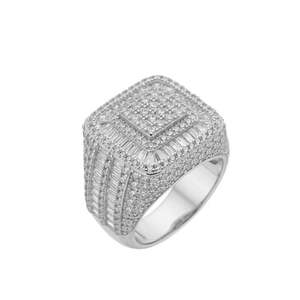 Bague carrée multicouche en zircon plaqué argent 925 pour homme, sertie pavé certifiée, bijou de luxe pour mariage, cadeau - Product Image 4