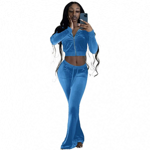 ชุด2ชิ้นกำมะหยี่สไตล์2025สำหรับฤดูใบไม้ร่วงฤดูหนาว2ชิ้นมีกระเป๋าซิปชุดสูทสำหรับผู้หญิง2ชิ้น - Product Image 5