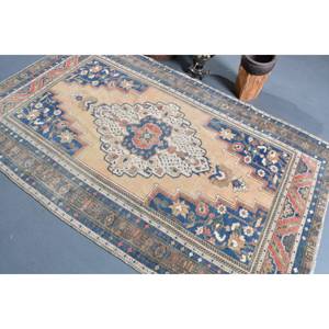 พรมปูพื้นขนาดใหญ่สไตล์วินเทจสีเบจโบราณขนาด5x8ฟุตสไตล์คลาสสิกสำหรับโถงทางเดินทรงสี่เหลี่ยมนามธรรมสำหรับ9x12 - Product Image 4