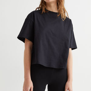 Camiseta holgada de 100% algodón con logotipo personalizado para mujer, camisetas de talla grande con cuello redondo y manga corta, camiseta de moda de Color sólido para mujer - Product Image 1