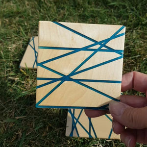 Dessous de verre en bois de style classique durable avec tampons de boisson gravés avec logo personnalisé pour cadeaux d'entreprise et sous-verres en pierre de marque - Product Image 1