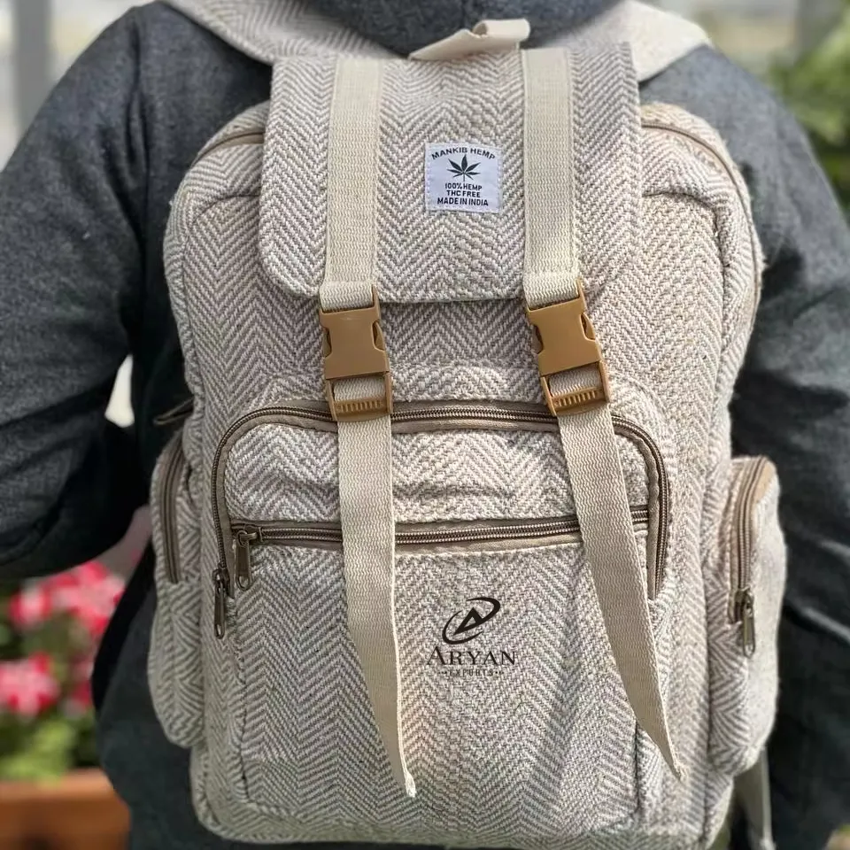 New Design Hemp Laptop Bags Sustainable Backpacks New Arrival Jute With Cotton Material Unisex Multi Uses Travel Backpacks