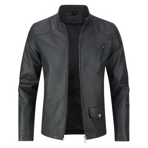 Chaqueta de Cuero Clásica para Hombre, Prenda Exterior Elegante y Duradera para Motociclismo, Moda Casual y Comodidad para Clima Frío - Product Image 1