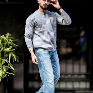 เสื้อสเวตเตอร์แขนยาวแบบสวมหัวสำหรับผู้ชาย, เสื้อสเวตเชิ้ตผ้าคอตตอนมีลายปัก - Product Image 1
