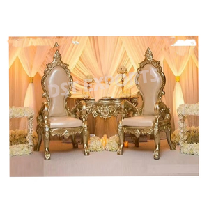 Mariage indien argent Rajwada chaise mariage Designer chaises ensemble mariage musulman mariée marié chaise ensemble - Product Image 5