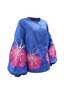 Attrayant femmes vêtements quotidiens été fête haut chemisier brodé à la main conception ukrainienne bouffée manches longues chemise en tissu - Product Image 4