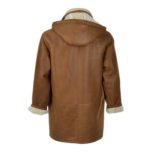 Manteaux en peau de mouton unisexe coupe-vent chauds en cuir de mouton fabriqués au Pakistan veste à capuche de motard à col en fourrure véritable pour hommes - Product Image 2