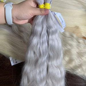 Vague naturelle tendance # Extensions de cheveux humains vietnamiens bruts en vrac, prix de gros, couleur 60ASH, super double trame, 60 cm - Product Image 1