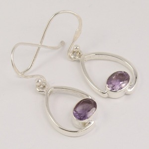 Pendientes de piedras preciosas de amatista 925 pendientes de piedra de plata de ley sólida para Niñas para mujeres pendientes de plata colgantes joyería - Product Image 6
