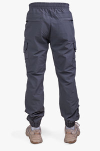 Pantalones vaqueros casuales tácticos de pierna ajustada color carbón, corte regular, estilo workwear, con botones, lavados, transpirables, 100% algodón, suministro al por mayor - Product Image 3