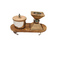 Brûleur à Bakhoor en bois avec design gravé argenté, pour la maison, parfum d'intérieur, religieux, écologique, encens au bois de santal