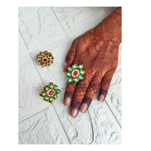 Bague Kundan artificielle réglable bijoux traditionnels indiens Dholki faveur de mariage en vrac fête retour cadeau accessoires de mode - Product Image 1