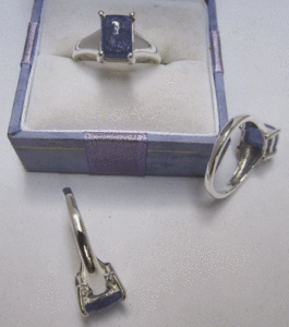 Romantic White Gold Statement <b>Ring</b> Emerald Cut Gemstone with Rhodium Plating Engagement Suitable <b>Ring</b> Elegant Inlay Technology - Product Image 1
