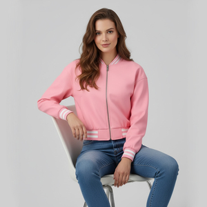Vente en gros de haute qualité broderie personnalisée Letterman et veste de baseball veste universitaire en cuir mince pour les femmes - Product Image 4
