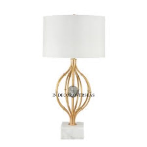 Elegant Look Most Fancy Unique Designer Gold Plated Metal Stand And White Top Home Decorative Luxury Lamp Lightning Accessories - Product Image 1