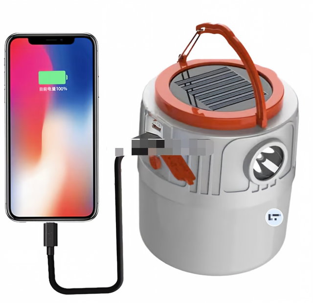 Solar Camping Light IP65 Waterproof Lightweight Portable LED Solar Rechargeable Lantern Outdoor Phone Charger 5 Modes Torch