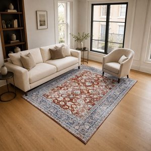 พรมเชนิลล์ลายเมดัลเลียนสีทองแดงแบบดั้งเดิม รุ่น LXDP-0085 จาก RUGS DEPOT สำหรับขายส่ง พิมพ์ลายดิจิทัล ซักเครื่องได้ ไม่ลื่น - Product Image 2