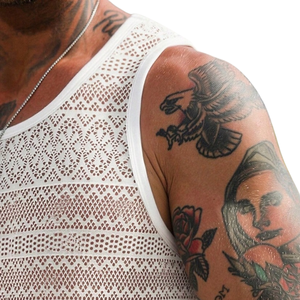 <b>White</b> Solid 100% Cotton Men's <b>Tank</b> <b>Top</b> Crew Neck Breathable Quick Dry Knitted Vest Layering Shirt for Casual Party - Product Image 3