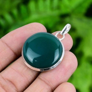 925 Sterling Silver High-grade Green Onyx Pendant Handmade Bezel Gemstone Minimalist Jewelry Fine Pendants <b>Charms</b> Factory Direct - Product Image 3