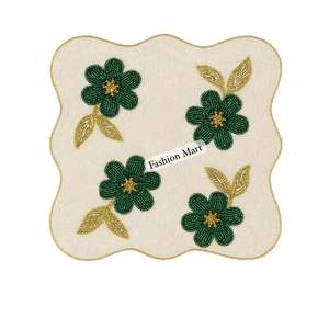 Luxury Hand <b>Beaded</b> <b>Placemat</b> Floral And Geometric Table Mats Handmade Dining Decor For Export - Product Image 4