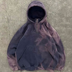 Personalizado Vintage gris francés Terry de gran tamaño 100% algodón pesado hombres Sun Faded 500 Gsm en blanco lavado con ácido Sudadera con capucha desgastada - Product Image 1