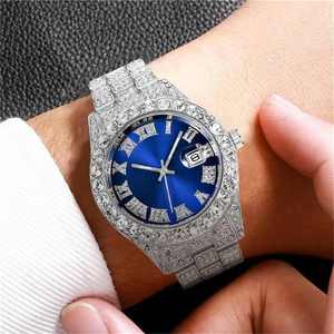Moda de lujo hombres cuarzo Hip Hop relojes pulsera regalo Conjunto elegante diamante relojes de pulsera de moda diamante reloj - Product Image 2