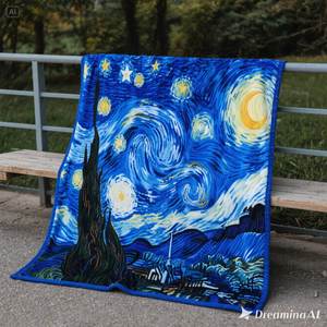 Couverture polaire douce nuit étoilée de luxe Jeté bleu confortable avec motif étoile blanche Double taille - Product Image 3