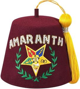 Chapeau Fez Amaranth OES avec étoiles en strass – Instructions d'entretien : Lavage à la main uniquement – Type de fermeture : À enfiler - Product Image 1