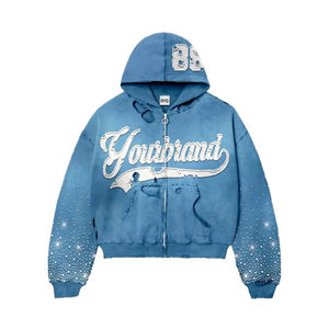 Winter Custom Logo 100%Cotton Blank Embroidery Men Plain Sweatshirt Puff Printing Unisex Pullover Sweatpants and Hoodie <b>Set</b> - Product Image 1