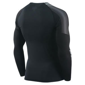 Camiseta de Compresión para Hombre, Color Negro Sólido, Manga Larga, para Levantamiento de Pesas, Gimnasio, Fitness, Absorbe la Humedad, Suave - Product Image 2