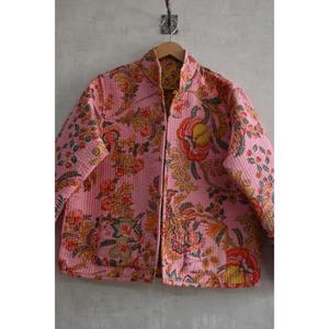 Chaqueta de Algodón Acolchada Reversible Hecha a Mano, Ecológica, con Estampado Floral en Bloques, Manga Larga, Estilo Étnico, para Mujer, Ropa de Invierno - Product Image 2