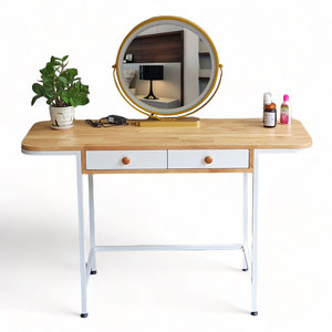 Modern <b>Lighted</b> Makeup <b>Vanity</b> with Rubber Wood Top & Iron Legs-BTD68064 - Product Image 1