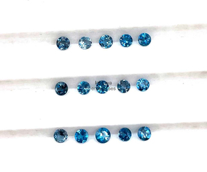 Piedras preciosas sueltas de corte redondo facetadas de Topacio Azul Londres Natural de 3mm para la fabricación de joyas piedra calibrada de topacio de alta calidad al por mayor - Product Image 4