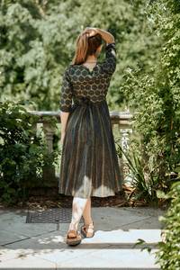 Robe Mandali Imprimée à la Main, Longueur Cheville, Bohème, Vert Bleu, Coton Floral, Robe Casual Occasionnelle, Fait Main - Product Image 6