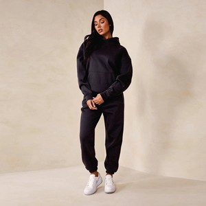 2023 sweats à capuche personnalisés survêtements ensemble de vêtements sport grande taille Gym plaine coton polaire hiver rose Jogging survêtement ensembles - Product Image 1