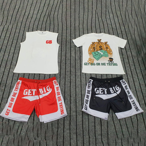 Custom Unisex Sleeveless T-shirt Shorts Two Piece Set Summer tank <b>Tops</b> Shorts Tracksuit Shirts and Shorts Set Men - Product Image 1