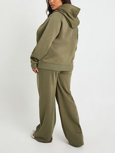 Conjuntos Deportivos de Mujer con Capucha y Pantalones Anchos de Algodón 100%, Tallas Grandes, con Logotipo Estampado y Encaje Bordado - Product Image 3