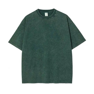 Men's Casual Acid Wash 100% Cotton O-Neck Loose <b>Drop</b> Shoulder 260 Grams Weight Oversized Short Sleeve Breathable Eco-Friendly - Product Image 1