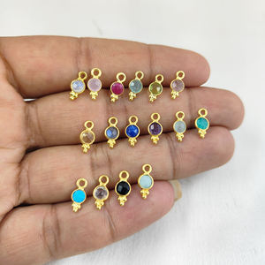 จี้พลอยคาลซิโดนีทรงกลมสีทองขนาด4มม. สำหรับทำเครื่องประดับแฟชั่น - Product Image 3