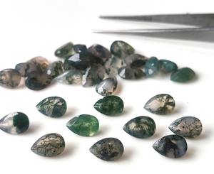 Agate verte naturelle, taille poire, facettée, 3x5mm-8x12mm, pierre précieuse de haute qualité faite à la main pour la fabrication de bijoux - Product Image 1