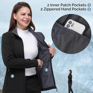 Chaqueta cortavientos Softshell ligera personalizable para mujer, impermeable a prueba de viento con tiras reflectantes, descuentos por pedidos a granel - Product Image 3