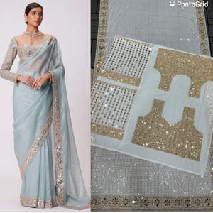 Superbe ensemble de saris indiens avec de beaux motifs et un tissu luxueux pour les mariages et les célébrations culturelles - Product Image 5