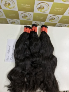 Extensiones de cabello natural negro para blanquear cabello humano Rubio a granel sin procesar vietnamita RemyBulk 1B Color extensiones de cabello liso y suave - Product Image 5