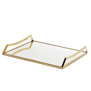 Handmade Modern Design Golden Rectangle Abstract Mirror Multi-Functional Metal Serving Tray Unique Elegant Food Serving for - Product Image 6