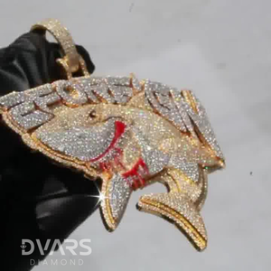 Pendentif requin personnalisé en moissanite, design logo lettre personnalisable, pour homme, style rappeur, en argent sterling de luxe, passe le testeur de diamant - Product Image 2