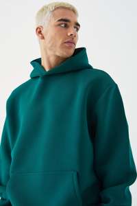 Venta al por mayor de verde oscuro 100% algodón polar con capucha Boxy Fit sudaderas con capucha sin cordón transpirable sudaderas con capucha - Product Image 2